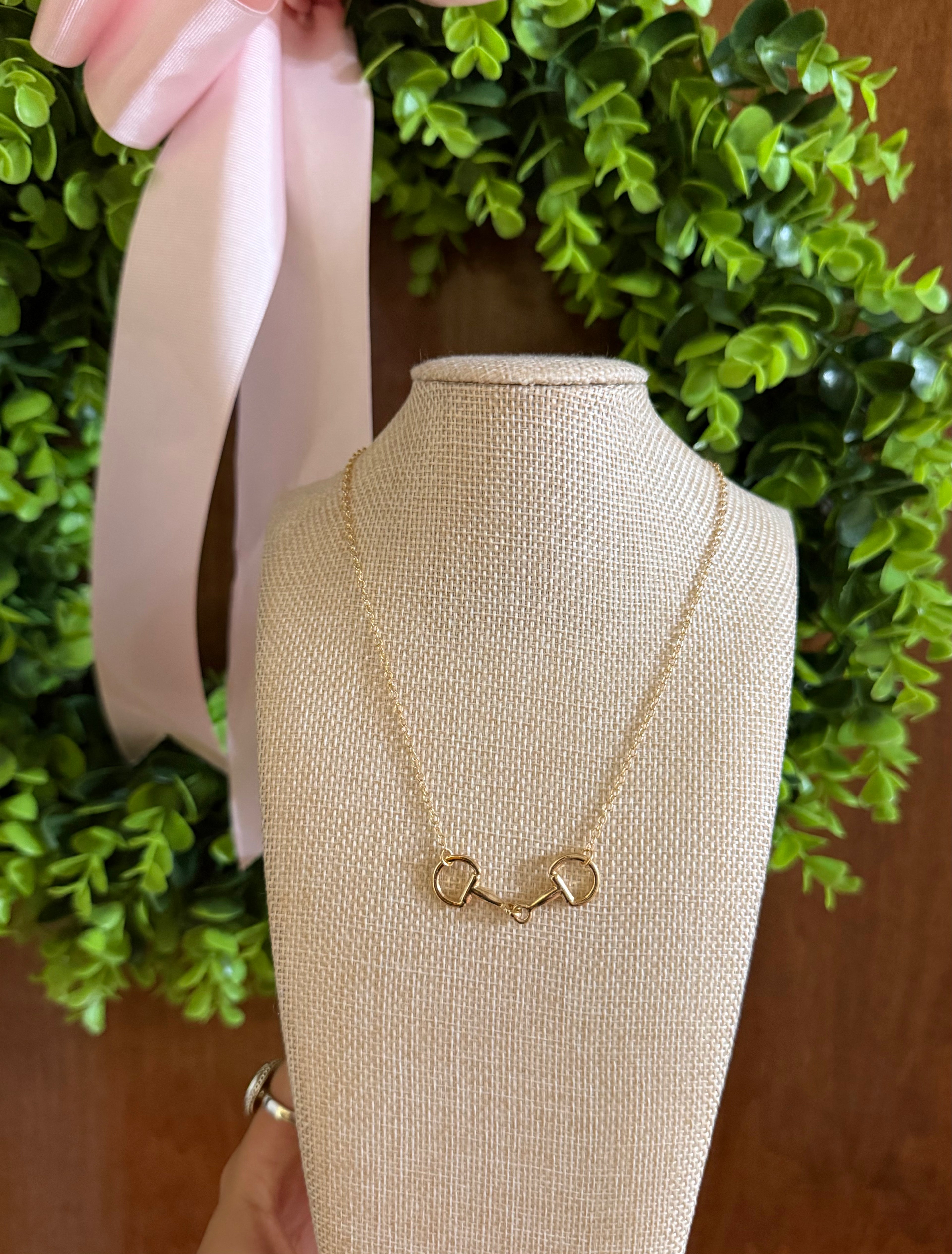 Gold horsebit necklace