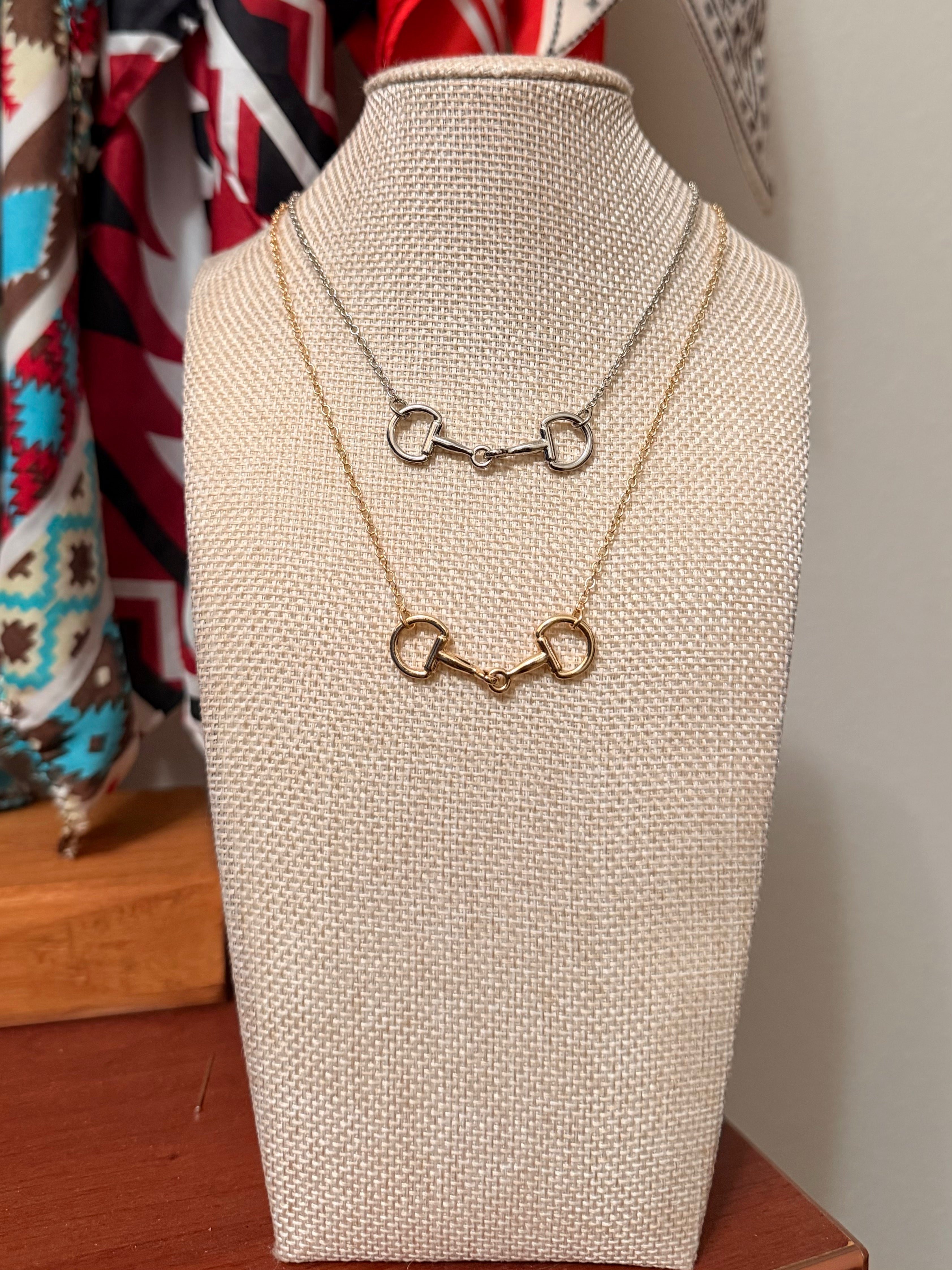 Gold horsebit necklace